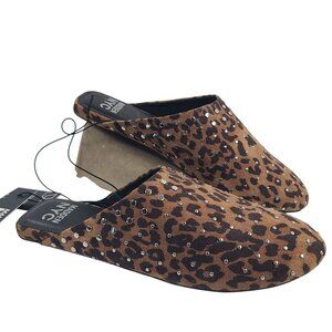 NEW Madden NYC Womens Leopard Print Studded Slide-On Mule Shoes Size 9